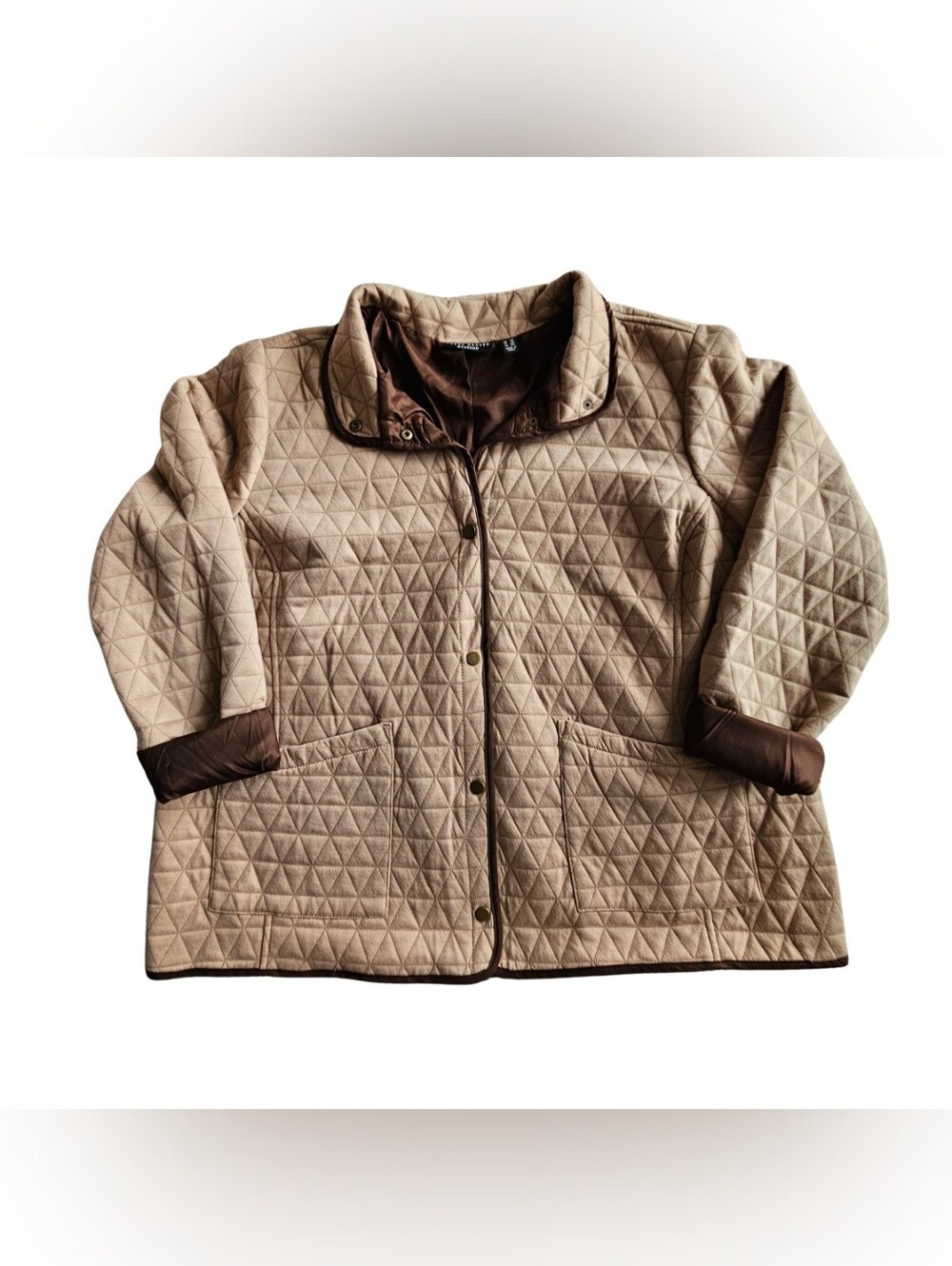 Susan Graver Womens 1XL Weekend Quilted Knit Snap Front Mock Neck Jacket